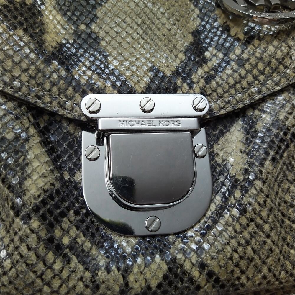 Michael Kors Gray Leather Python Embossed Pushloc… - image 5